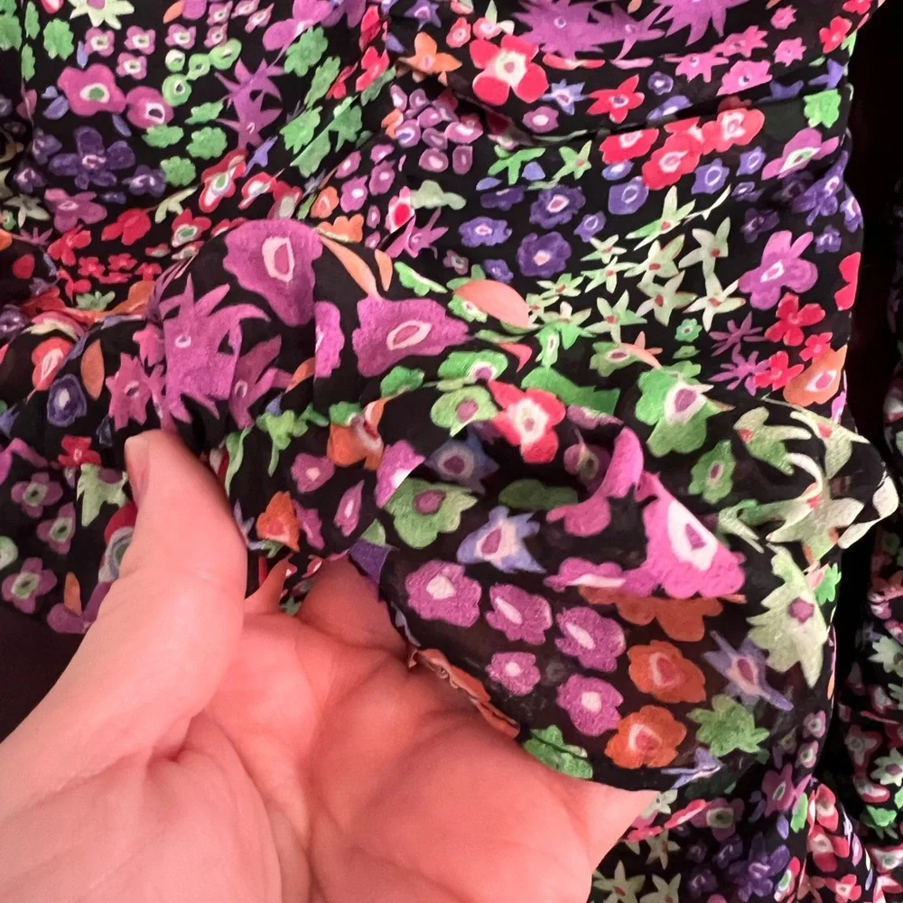 NWOT Zara Floral Ruched Minidress Sweetheart Neck size Extra Small